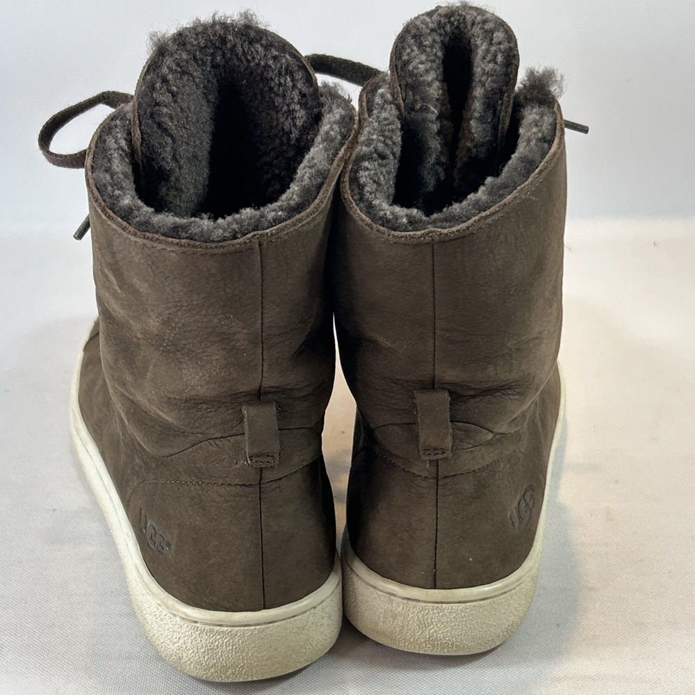 UGG Starlyn Nubuck Hi-Top Sneakers Women's Sz 8 Lace Up Chocolate Brown 1019662 - Picture 9 of 13